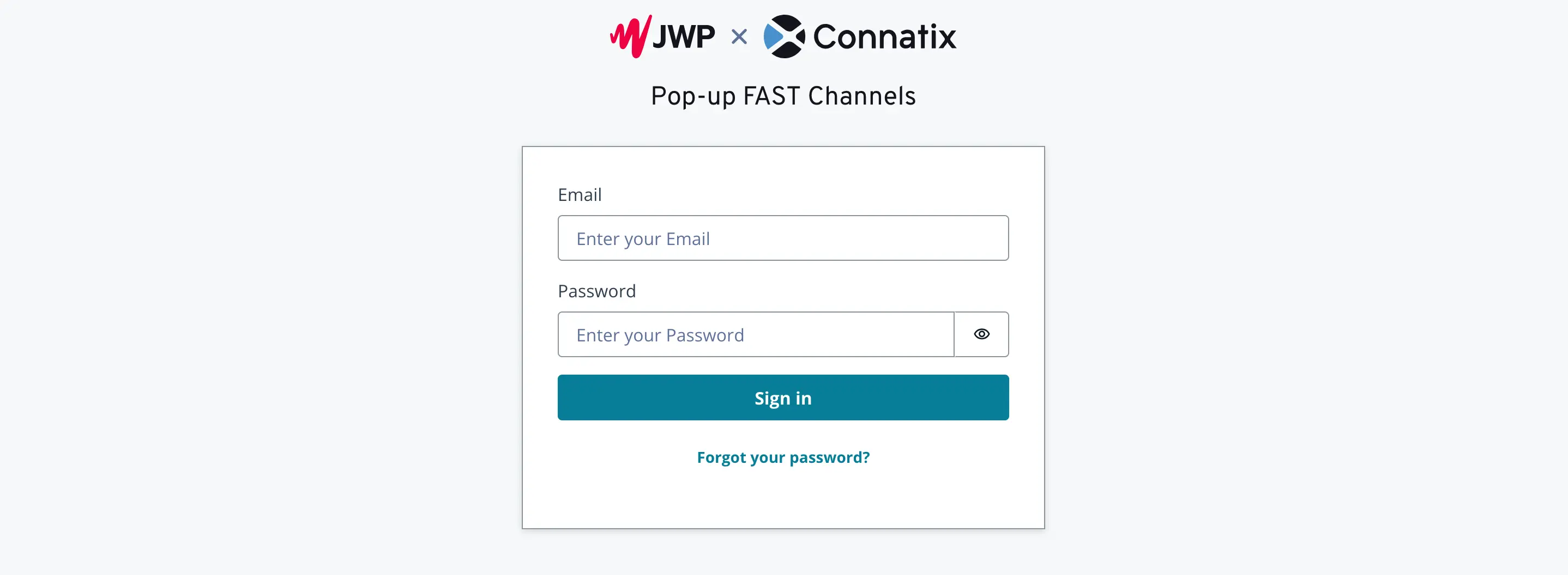 Pop-up FAST Channels login screen
