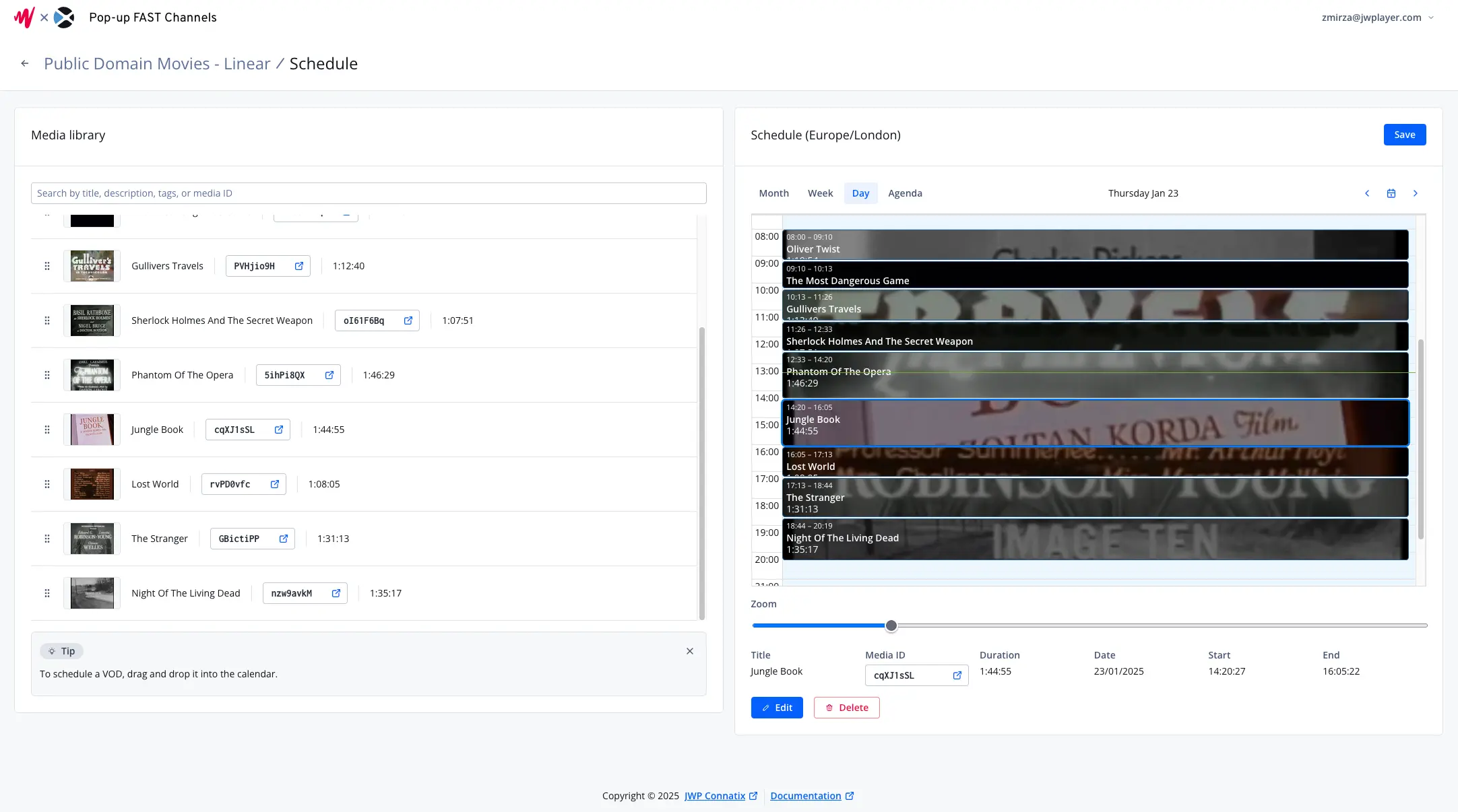 Screenshot of the Pop-up FAST Channels Scheduler UI
